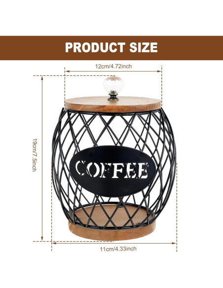 Cesta de Almacenamiento de Cápsulas de Café STUIPIUL Negra