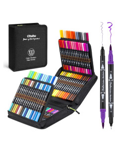 Marcadores Ohuhu Doble Punta 100 Colores Tinta a Base de Agua