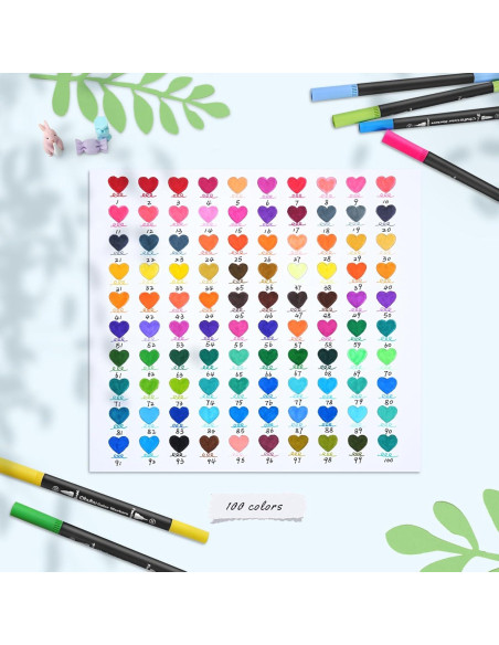 Marcadores Ohuhu Doble Punta 100 Colores Tinta a Base de Agua