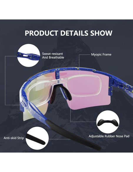 Gafas de sol OULAIQI polarizadas 3 lentes para ciclismo