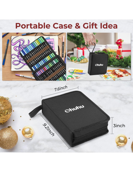 Marcadores Ohuhu Doble Punta 100 Colores Tinta a Base de Agua