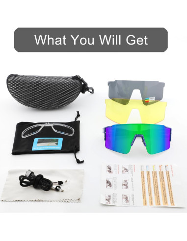 Gafas de sol OULAIQI polarizadas 3 lentes para ciclismo