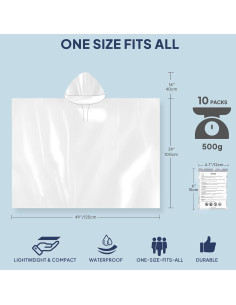 Poncho desechable ANYOO impermeable para adultos - 10 unidades 2