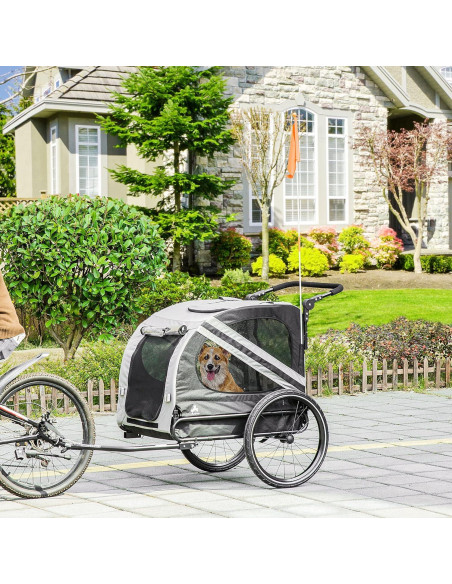 Remolque para Bicicleta Aosom D00-144V01GY para Mascotas
