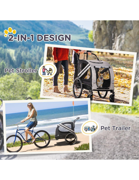 Remolque para Bicicleta Aosom D00-144V01GY para Mascotas