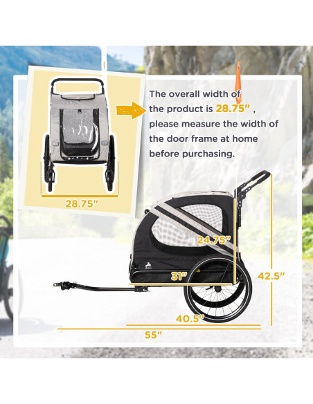 Remolque para Bicicleta Aosom D00-144V01GY para Mascotas