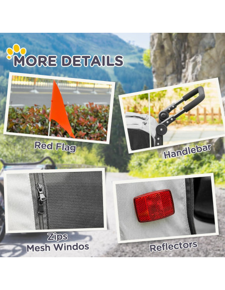 Remolque para Bicicleta Aosom D00-144V01GY para Mascotas