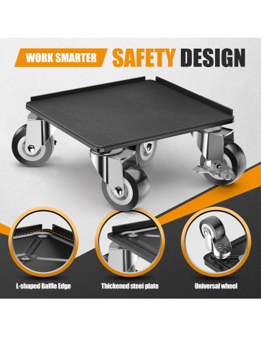 Carro de Muebles LOYAL TIGER 680kg 5 Ruedas 13.7cm Negro