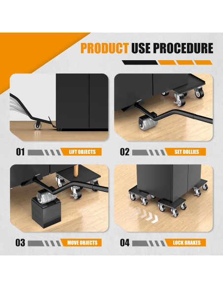 Carro de Muebles LOYAL TIGER 680kg 5 Ruedas 13.7cm Negro