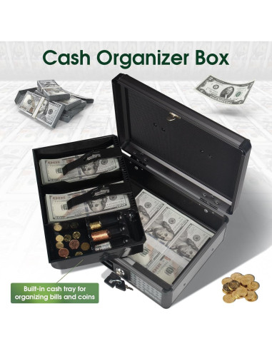 Caja de Dinero Glosen Mediana con Cerradura y Bandeja Extraíble