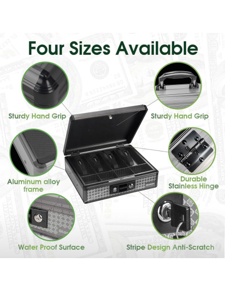 Caja de Dinero Glosen Mediana con Cerradura y Bandeja Extraíble