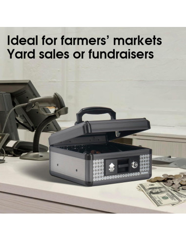 Caja de Dinero Glosen Mediana con Cerradura y Bandeja Extraíble