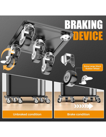 Carro de Muebles LOYAL TIGER 680kg 5 Ruedas 13.7cm Negro