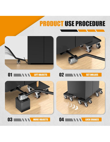 Carro de Muebles LOYAL TIGER 680kg 5 Ruedas 13.7cm Negro