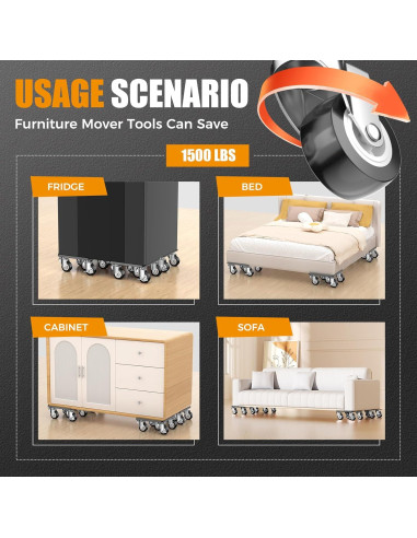 Carro de Muebles LOYAL TIGER 680kg 5 Ruedas 13.7cm Negro