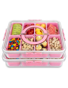 Bandeja de Servicio Dividida HRXFOZ Rosa 8 Compartimentos 3840ml