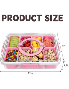 Bandeja de Servicio Dividida HRXFOZ Rosa 8 Compartimentos 3840ml 2