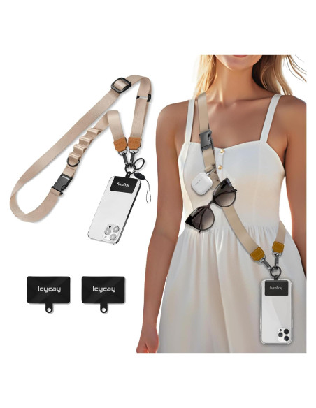 Cinta para Teléfono Cruzada Icycay Oro Champán Ajustable