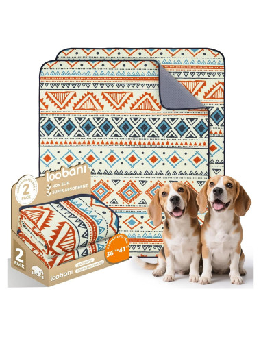 Almohadillas Lavables LOOBANI para Perros 91.44x104.14cm - Paquete de 2