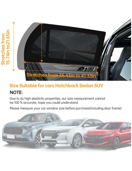 Sombrillas para Ventanas de Auto ZATOOTO 2 Piezas Transpirables