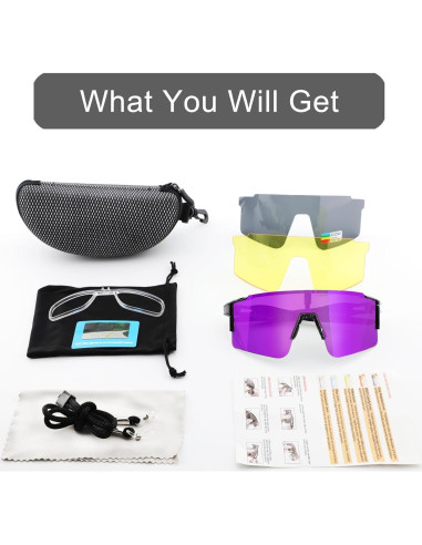 Gafas de sol OULAIQI polarizadas 3 lentes para ciclismo