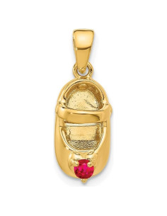 Colgante Charm 10K Oro Amarillo con Piedra Sintética Roja