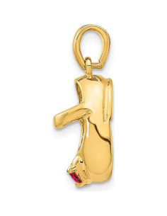 Colgante Charm 10K Oro Amarillo con Piedra Sintética Roja 2