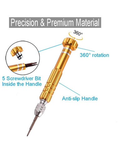 Destornillador Mini 5 en 1 ESINAM para Gafas y Electrónicos