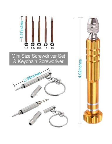 Destornillador Mini 5 en 1 ESINAM para Gafas y Electrónicos