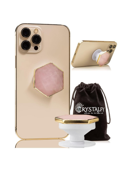 Agarradera de Cuarzo Rosa CRYSTALFY con Adhesivo Magnético