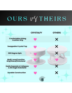 Agarradera de Cuarzo Rosa CRYSTALFY con Adhesivo Magnético 2