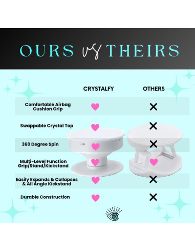 Agarradera de Cuarzo Rosa CRYSTALFY con Adhesivo Magnético