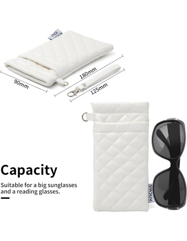 Estuche para Gafas Doble Cristal PU Blanco con Paño