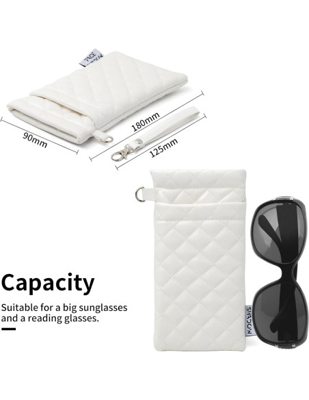 Estuche para Gafas Doble Cristal PU Blanco con Paño