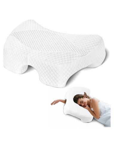 Almohada Ergonómica EliteGuard con Agujero para Brazo - Blanco