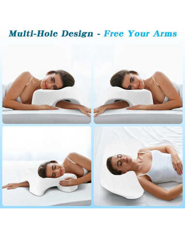 Almohada Ergonómica EliteGuard con Agujero para Brazo - Blanco