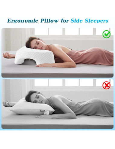 Almohada Ergonómica EliteGuard con Agujero para Brazo - Blanco