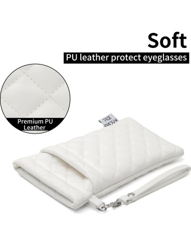 Estuche para Gafas Doble Cristal PU Blanco con Paño