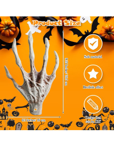 Yunsailing 3 Pares Manos de Esqueleto de Halloween Realistas 2