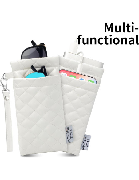 Estuche para Gafas Doble Cristal PU Blanco con Paño