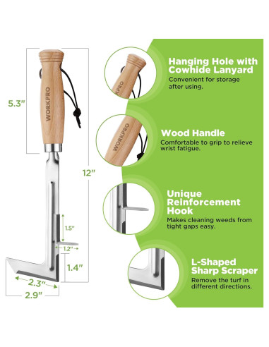 Desmalezadora de Grietas WORKPRO 30.48 cm Acero Inoxidable