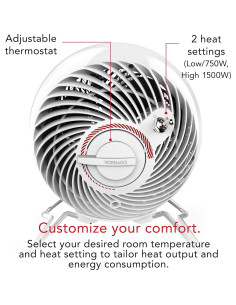 Calefactor Eléctrico Vornado Pivot Heat 1500W Blanco 2