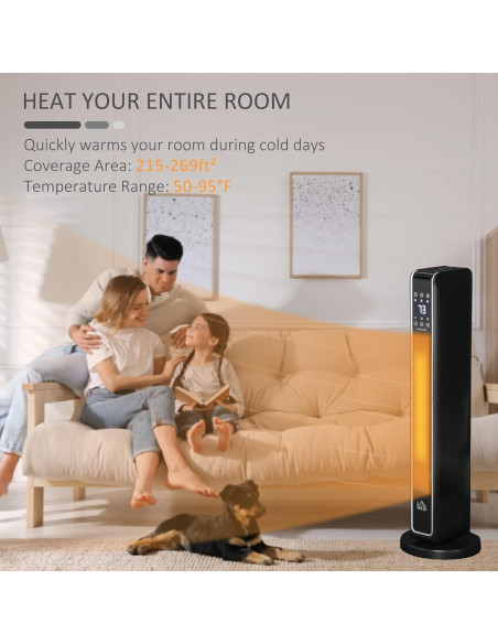 Calefactor Eléctrico Portátil HOMCOM 750W/1500W Oscilante