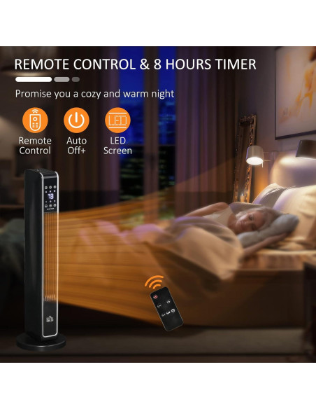 Calefactor Eléctrico Portátil HOMCOM 750W/1500W Oscilante