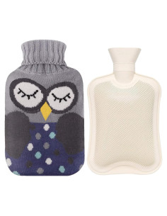 Botella de Agua Caliente AIKOTOO 2L con Funda Caricatura Gris