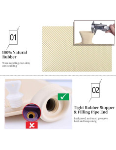 Botella de Agua Caliente AIKOTOO 2L con Funda Caricatura Gris 2