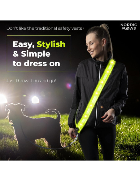 Chaleco Reflectante LED Recargable NordicFlows para Paseos Nocturnos