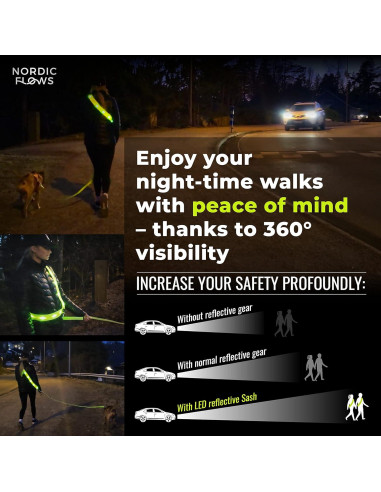 Chaleco Reflectante LED Recargable NordicFlows para Paseos Nocturnos