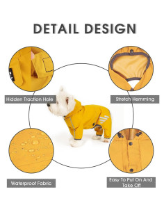 Impermeable para Perros Mabawa Amarillo Grande con Capucha 2