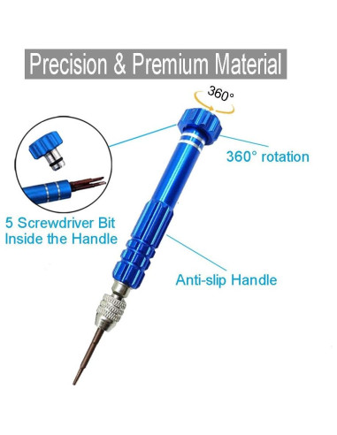 Kit de Reparación de Gafas ESINAM 5 en 1 con Destornillador Mini